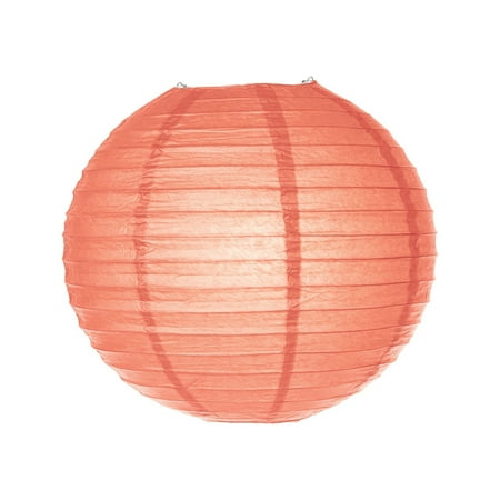 - Premium Paper Lantern, Clip-On Lamp Shade (14-Inch, Parallel Ribbed, Peach) - Rice Paper Chinese/Japanese Hanging Decoration - For Home Decor, Parties, and Weddings
