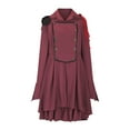 thumbnail image 3 of ZQUUVOU Women's Solid Color Style Halloween Long Sleeved Ruffled Hem Big Dress Burgundy, 3 of 5