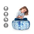 thumbnail image 2 of Psychedelic Storage Toy Bag Chair, Grunge Style Hippie Eastern Like Indonesian Folk Effect Design, Stuffed Animal Organizer Washable Bag, Large Size, Pale Blue and Royal Blue, by Ambesonne, 2 of 3