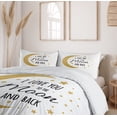 thumbnail image 6 of I Love You to the Moon and Back Duvet Cover Sets, Crescent Moon Loving Feeling Stars Illustration, Bedding Set 2 Duvet Covers & 4 Pillowcases, 2 Pack King Size, White and Dark Mustard, by Ambesonne, 6 of 7