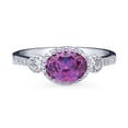 thumbnail image 2 of BERRICLE Sterling Silver 3-Stone Purple Oval Cut Cubic Zirconia CZ Fashion Anniversary Ring for Women, Rhodium Plated 1.2 Carat Size 5, 2 of 9