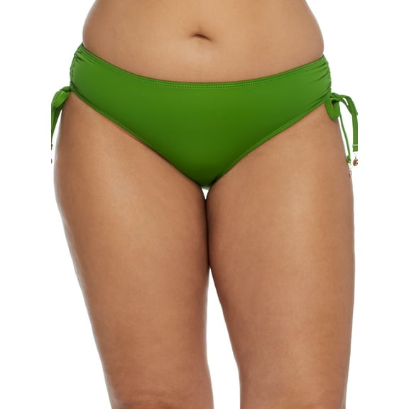 Anne Cole Ruched-Side Bikini Bottoms Women's Swimsuit, grass green, Size X-Large