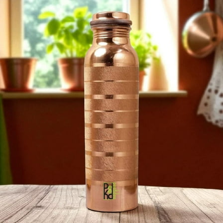 Peekdee Ayurvedic 100% Copper Water Bottle Silver touch Health Benefits Beautiful Water Bottle Handmade 1000ML