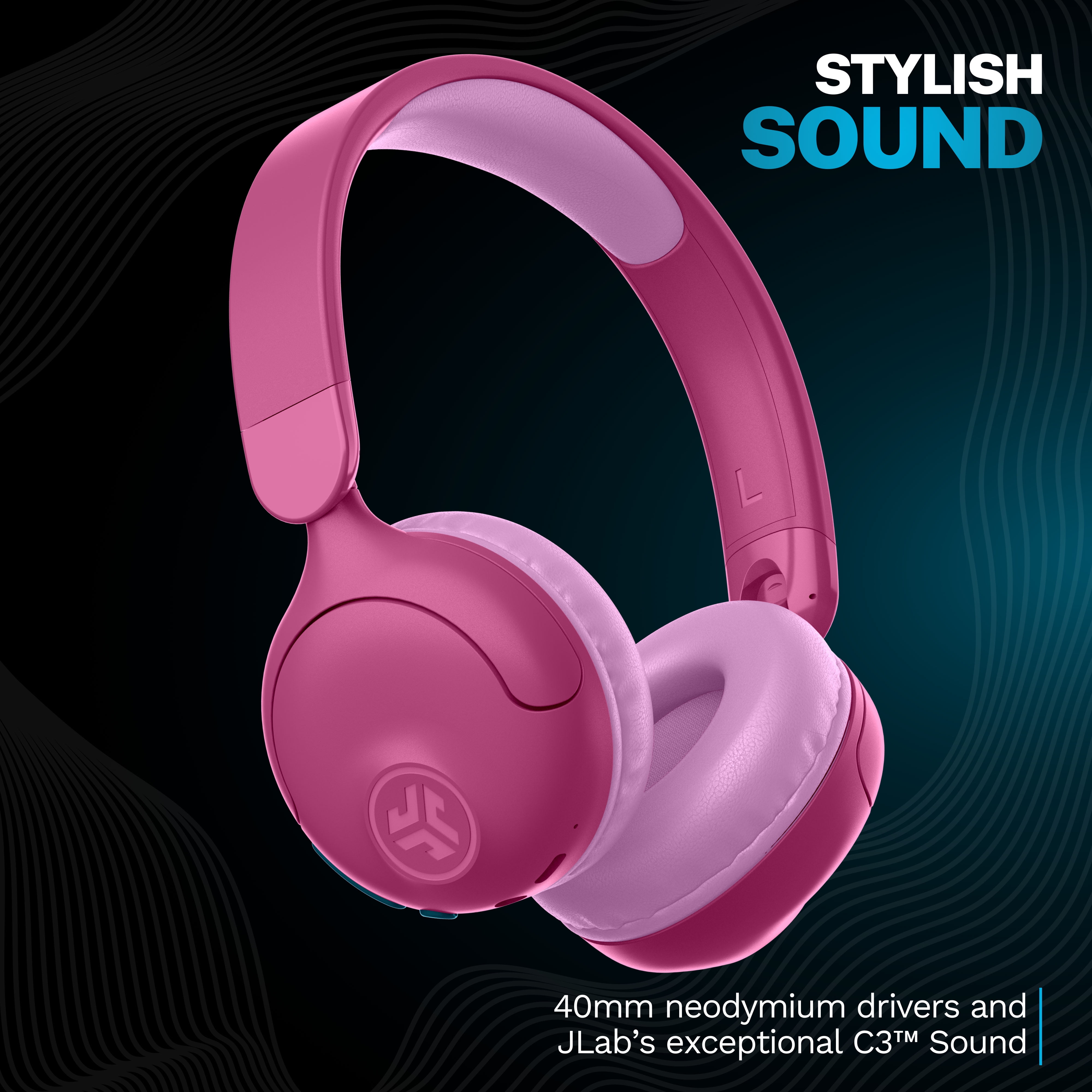 JLab JBuddies Pop Wireless Kids Headphones, 2 in 1 Wireless + Wired, Volume Safe, Pink thumbnail 8
