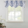 thumbnail image 2 of Tie Up Valances for Windows, Blue Garden Retro Adjustable Valance Curtains Window Treatment for Living Room/Bedroom, Modern Art Building Tree Boat Rod Pocket Kitchen Curtains & Drapes 42x18 Inch, 2 of 9