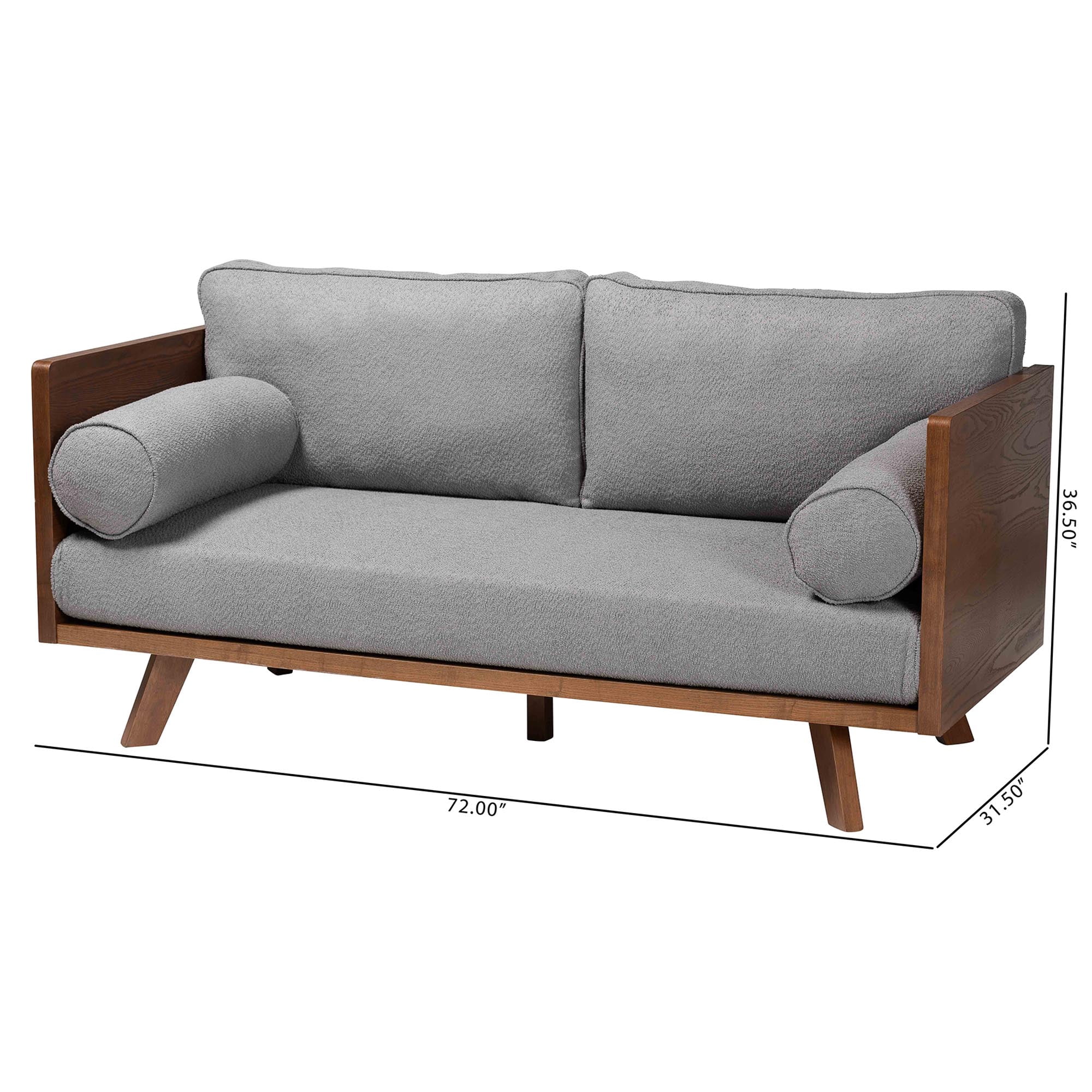 Baxton Studio Uriel Mid-Century Sofa, 2-Seater, Walnut Brown