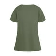 thumbnail image 3 of Qwertyu Scrub Tops for Women with Pockets Crew Neck Short Sleeve Medical Uniform Casual Soft Stretchy Solid Color Nurse Shirts Army Green 2XL, 3 of 3