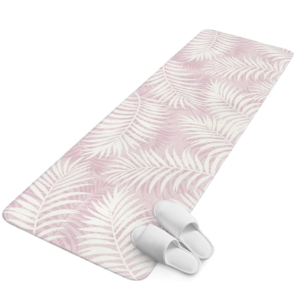 Kitchen Runner Rug, Palm Leaves Pink Absorbent Non Slip Washable Rug, Summer Botanical Coastal Tropical Low Profile Hallway Rugs Long Carpet Runner for Kitchen, Corridor, 31.5x79 In