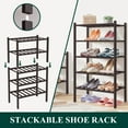thumbnail image 4 of decorUhome Bamboo 2 Tier Small Shoe Rack for Closet, Shoe Storage Organizer, Wood Shoe Shelf for Entryway, Brown, 4 of 6