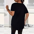 thumbnail image 6 of Women's Plus Size Short Sleeve V Neck Tops Shirts Blouses Solid Color Basic Tee Loose Fit Casual Daily Wear Work Office Vacation Fashion Essential Gift for Women | Aestivo,Black XL, 6 of 9