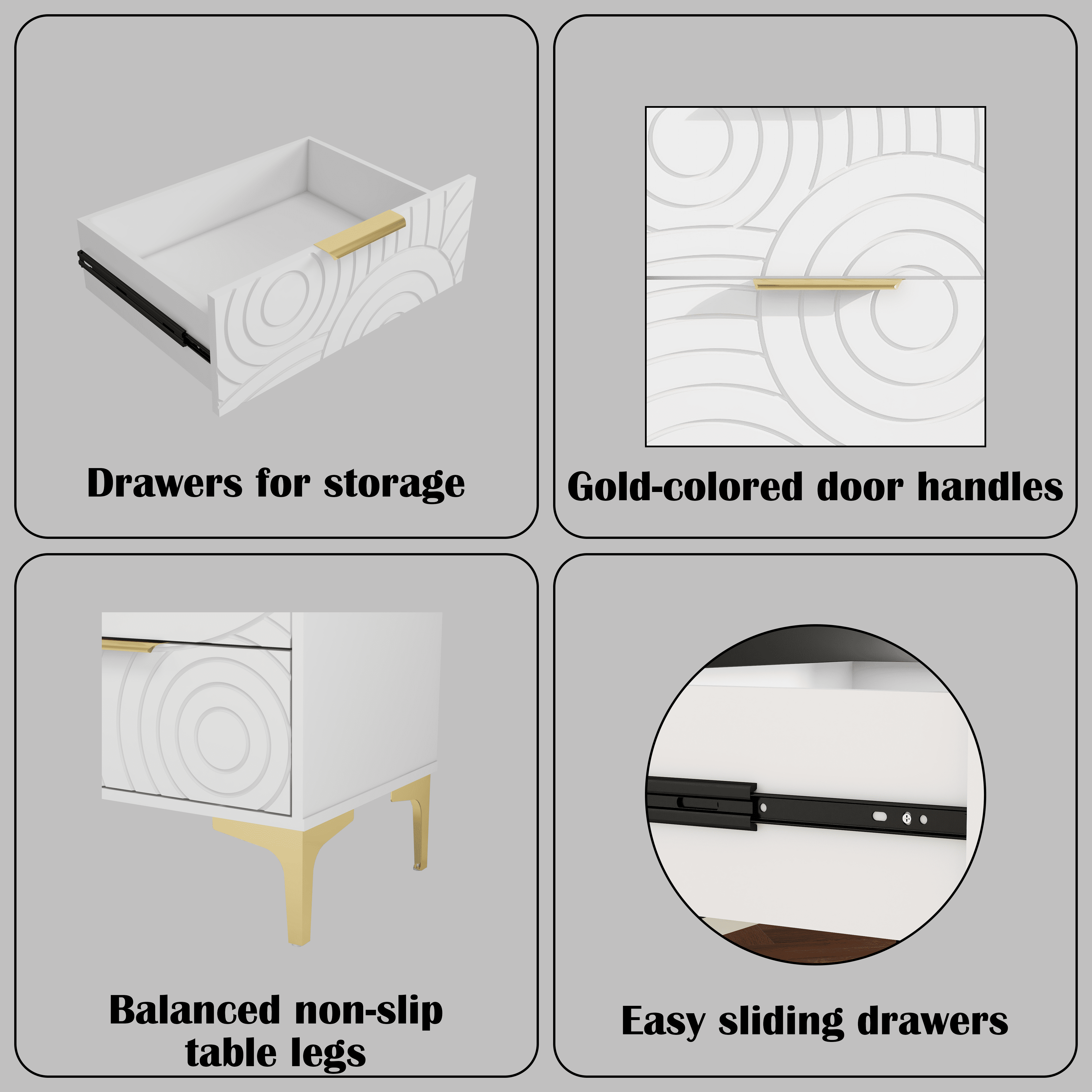 Modern 9 Drawer Dresser 62.9 Inch Wide Chest of Drawers with Elegant Scroll Pattern for Bedroom Living Room or Hallway White