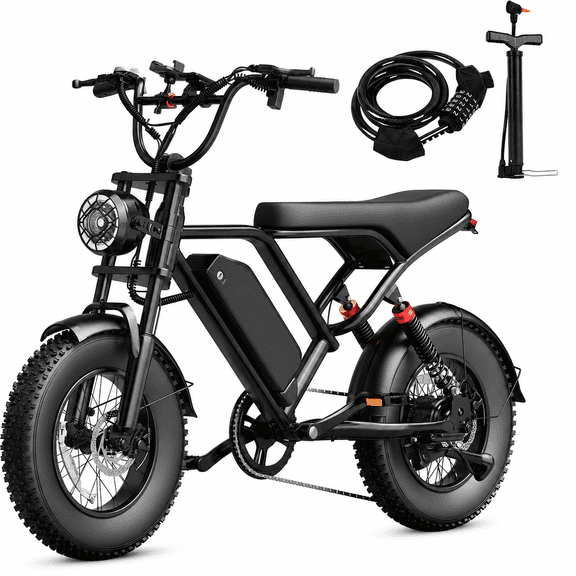Electric Bike for Adults with 16" Tires Full Suspension 500W Motor 48V 13.5AH Removable Battery 40 Miles Range 5 Speed Gears Turn Signals E Bike