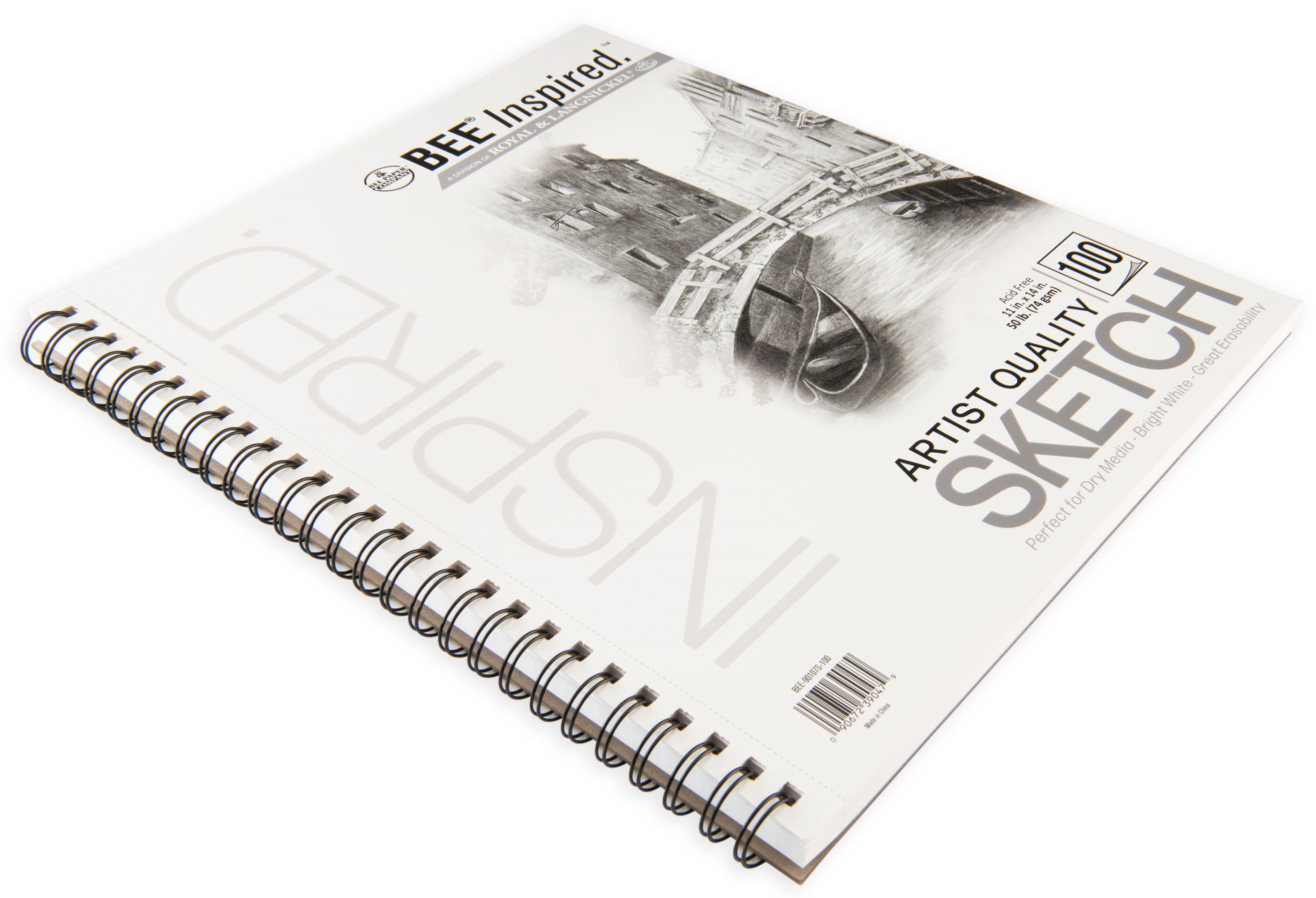 Bee Paper - Bee Inspired 11"x14" Sketching Paper Pad, 100 Sheets, Side Wire, 50lb. 74GSM