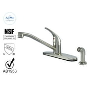 WMF-8348Z-BN - Hybrid Metal Deck Single Handle Kitchen Sink Faucet, Ceramic Cartridge and Side Spray