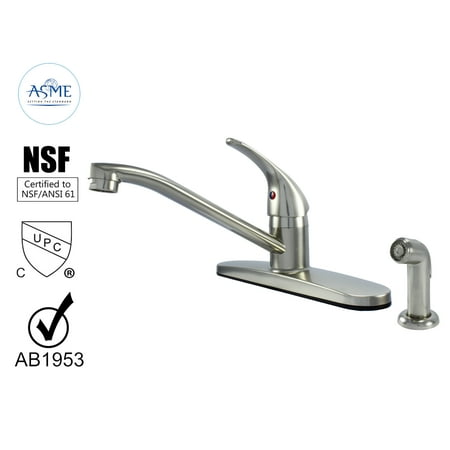

MLPOA Hybrid Metal Deck Single Handle Kitchen Sink Faucet Ceramic Cartridge and Side Spray