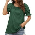 thumbnail image 4 of Vmvidoty Tops for Women Summer Casual Ruffle Trim Sleeve Square Neck T Shirts Army Green XXL, 4 of 8