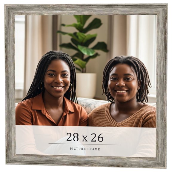 28x26 Frame Grey Solid Wood Picture Frame Width 1 Inches | Interior Frame Depth 0.5 Inches |
