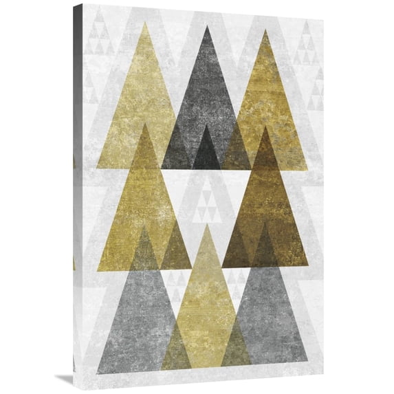 Global Gallery's 'Mod Triangles IV Gold' By Michael Mullan Stretched Canvas Wall Art