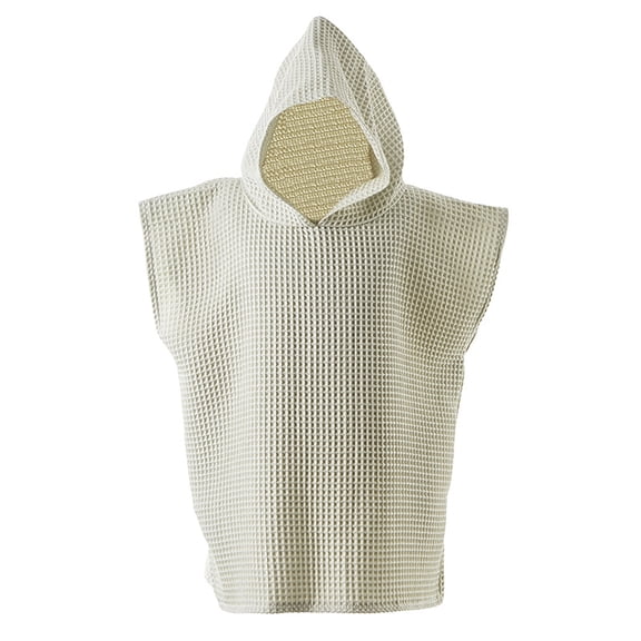Byoo Waffle Knit Hooded Poncho Top for Toddler Boy Sleeveless Side Split Hooded Waffle Weave Clothing Top Breathable Beach Outfits