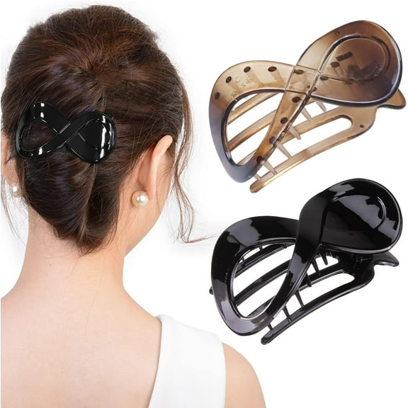 Large Hair Clips Women, 2 Piece Non Slip Black Matte Hair Claw Clips for Thick Hair and Fine Hair, Hair Accessories for Women.