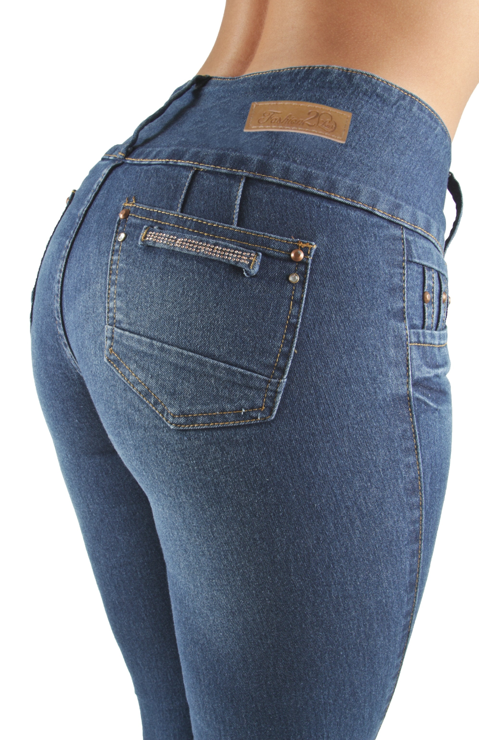 Wide Cuff Cropped Skinny Jeans Butt Lift Women's Juniors Colombian Design 