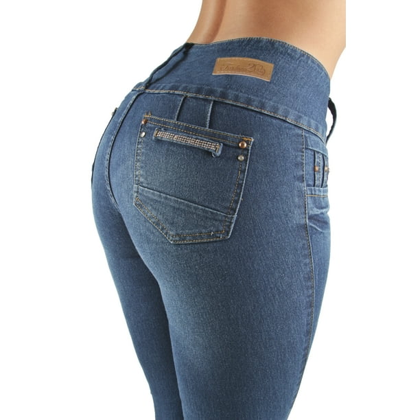 Pantalon Jean de Moda Pantalones Mujer Colombianos Levanta Cola Cintura  Alta