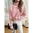 thumbnail image 6 of Fall Sweaters for Women Trendy Cute Cozy - Long Sleeve Colorblock Knitted Pullover Tops Pink XL, 6 of 8
