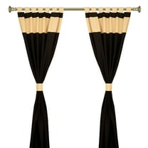 Black Gold Tab Top Raw Silk Curtain (43 in. x 63 in.) With Tieback -Pair