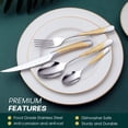 thumbnail image 4 of Gold Silverware Set Piece Stainless Steel Gold Flatware Set Service for Mirror Polished Cutlery Utensils Set Include Knife/Fork/Spoon Dishwasher, 4 of 8