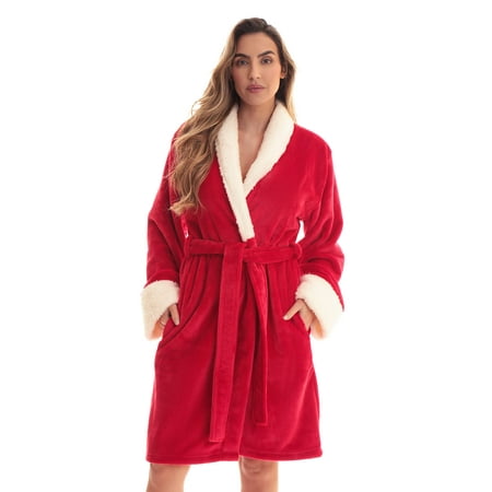 

Just Love Kimono Robe Bath Robes for Women (Red Sherpa X-Small)