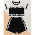 thumbnail image 5 of StylesILove Baby Toddler Girls Love Print Mesh Short Sleeve T-Shirt and Sporty Shorts 2pcs Activewear Outfit (Black, 70/3-6 Months), 5 of 6
