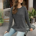 thumbnail image 7 of ClodeEU Womens Soft Long Sleeve Crewneck Shirts ,Fall Casual Loose Fit Knit Tops Blouses ,Fall Sweaters Curved Hem Gray,Womens Plus L, 7 of 7