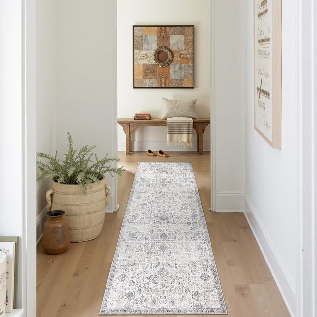 Area Rug x Vintage Rug Indoor Washable Rug Retro Accent Rug Distressed Carpet Multi Floral Print Country Boho Rug Non Slip Kitchen Bedroom Living Room Dining Room Office