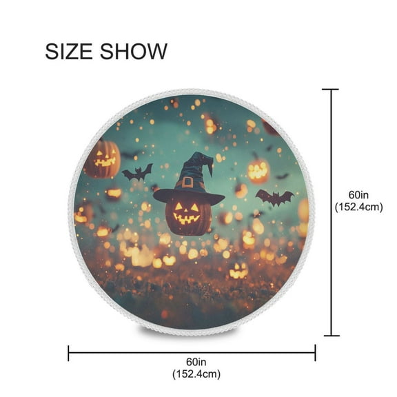 YAZAOO Round Tablecloth Flys Pumpkins Pattern Tableclothes