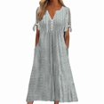 thumbnail image 2 of ZEHJUHAN Women's V-Neck Maxi Dress Short Sleeve Lace Flowy Beach Sundress for Summer Special Occasions Gray，3XL, 2 of 13