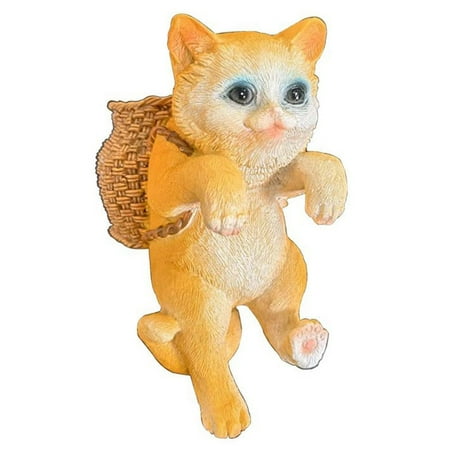 New Design Lightweight Creative Realistic Hanging Ornament Backpack Cat Decoration Fish Tank Ornaments Aquarium Decorations YELLOW