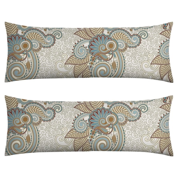 Retro Paisley Body Pillow Cover 20x54 - Colorful Vintage Long Pillow Case with Zipper, Stretchy & Durable Full-Length Support Pillowcase for Bed, Sofa, Office Chair
