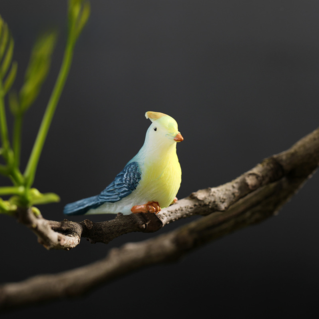 Mini pájaros de resina de colores creativos para jardinería, pequeños animales, plantas carnosas, adornos de regalo para el hogar