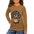 thumbnail image 2 of DISNIMO Brown Dachshund Shirts for Kids Boys Long Sleeve Shirt Crew Neck Soft Sweatshirt Girls Kids Clothes Fall Tee Shirt Boys Birthday 7-8 Holiday Tops for Kids Tshirts Unisex Graphic Tees, 2 of 7
