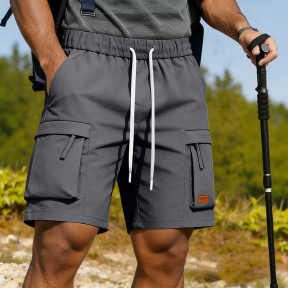 Zivyakyron Summer Mens Shorts Athletic Workout Cargo Shorts for Men Loose Bermuda Multi Pocket Drawstring