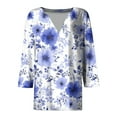 thumbnail image 5 of CYMMPU Tunic Tops 3/4 Sleeve Spring Tops V Neck Fall Trendy Shirts Loose Fit Flower Pattern Blouses for Women Dressy Casual Business Elegant Work Tops T-Shirts L, 5 of 5