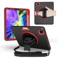 thumbnail image 1 of SaniMore for iPad Pro 11" 4th/3rd/2rd/1st Generation 2022/2021/2020/2018 Case with Pencil Holder Kickstand, 3-Layer Protection Cover with Shoulder Strap & Handle Shockproof Protective Shell, Black/Red, 1 of 7
