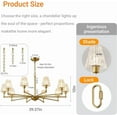 thumbnail image 4 of 39-inch Modern Mid-Century Chandelier, 10-Light Brass Pendant Light with Glass Shades, Adjustable Hanging Fixture for Kitchen Island, Dining Room, 4 of 4