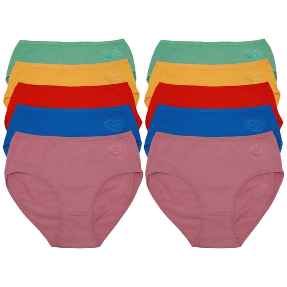 Angelina Cotton Hiphugger Panties with Hat Embroidery Design (12-Pack)