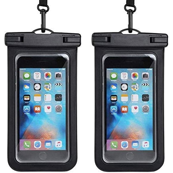 2 Pack Waterproof Phone Pouch,Waterproof Case Universal Phone Holder Pouch Compatible for iPhone 13 12 11 Pro Max XS Max Samsung Galaxy s10/s9 , Underwater Cellphone Dry Bag -Black
