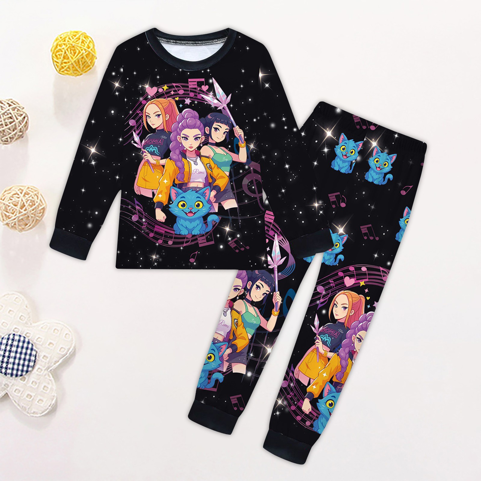 Pyjama Enfant Kpop D-Demon H-Hunters - Ensemble 2 Pièces Coton Manches Longues Filles Et Garçons