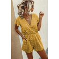 thumbnail image 2 of Women's Rompers-Summer Deep V Neck Wrap Floral Polka Dot Short Sleeve Beach Short Jumpsuit, 2 of 6