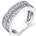 thumbnail image 1 of Double Row Princess Cut Men's Sterling Silver Wedding Band Engagement Ring with Cubic Zirconia 7.5mm, 1 of 6