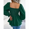 thumbnail image 6 of ZOELNIC Women's Peplum Tops Square Neck Ruffle Trim Long Sleeve Blouse Smocked Top Dressy Casual Shirts, L, 6 of 7