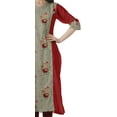 thumbnail image 3 of Moomaya Kurti Droit Imprimé pour Femmes Col en V Manches Retroussables Tunique Kurta, 3 of 6